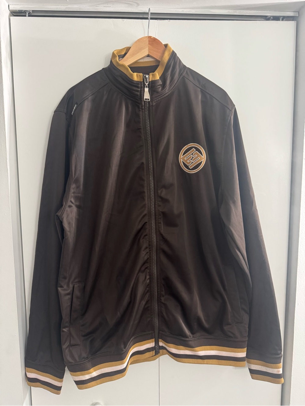 Enyce Brown Bomber Jacket with Gold Trim